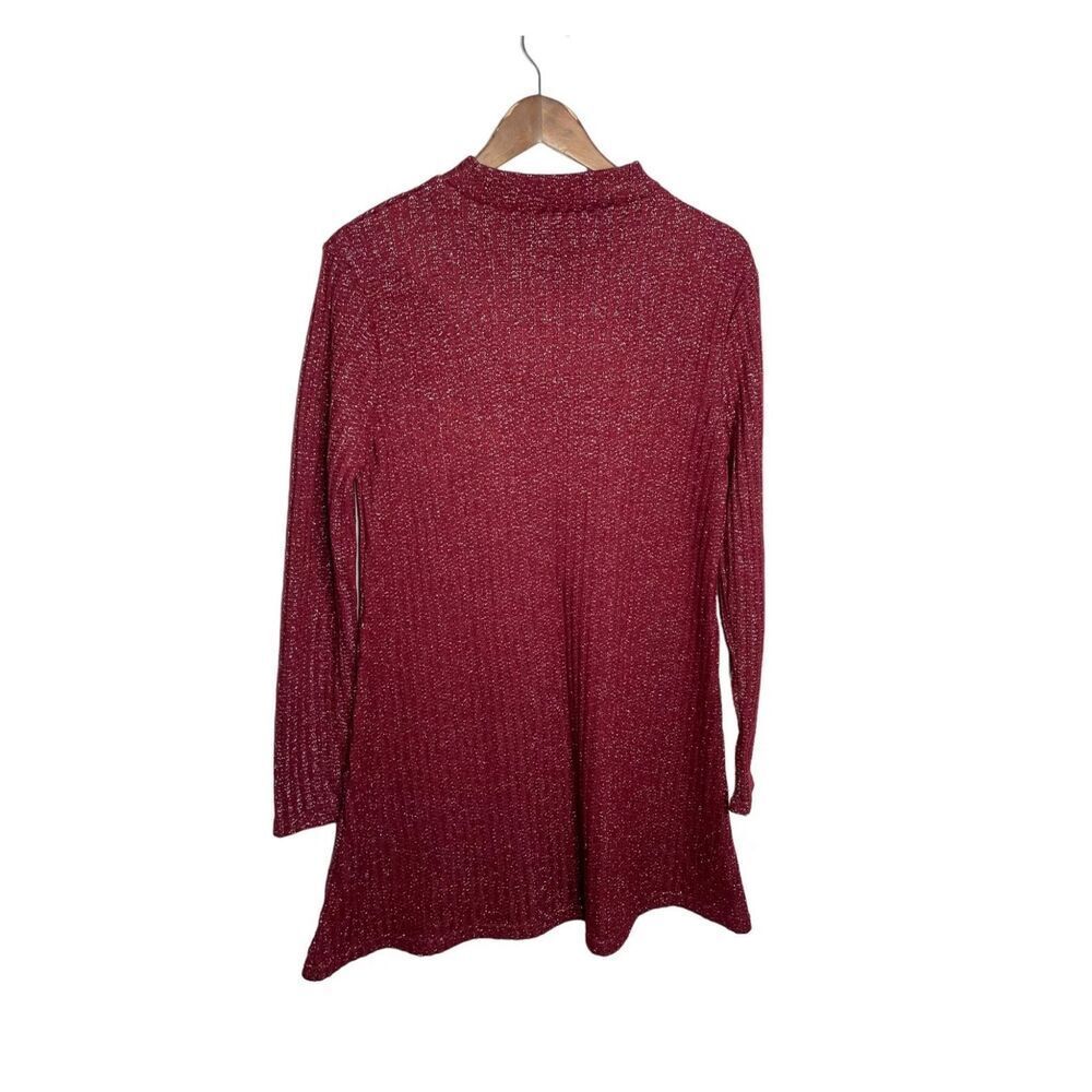 NWT Urban Outfitters Wine Burgundy Shimmer Mock Neck Long Sleeve Dress - Picture 2 of 9